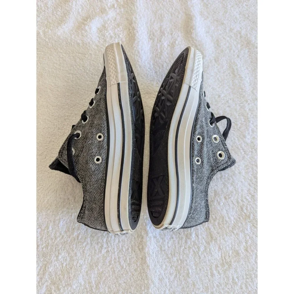 Converse Chuck Taylor All Star Double Tongue Low Top Sneakers Gray Black Canvas - Picture 7 of 9